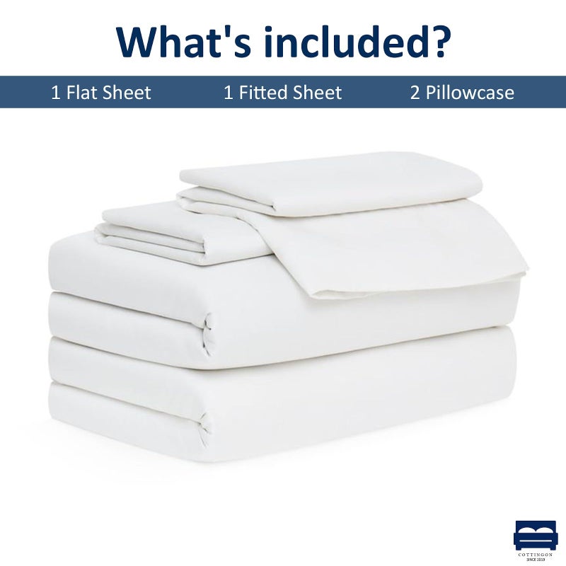 Cottingon 4 Pc Twin Extra Long Sheets for Dorm Bedding, 100% Egyptian Cotton, Specially Designed for College Room Beds, Pocket fits 10-15 inches Deep Mattress, Twin XL 39"x80", White Solid - Image 4